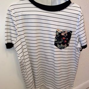 Woman’s striped floral pocket tshirt